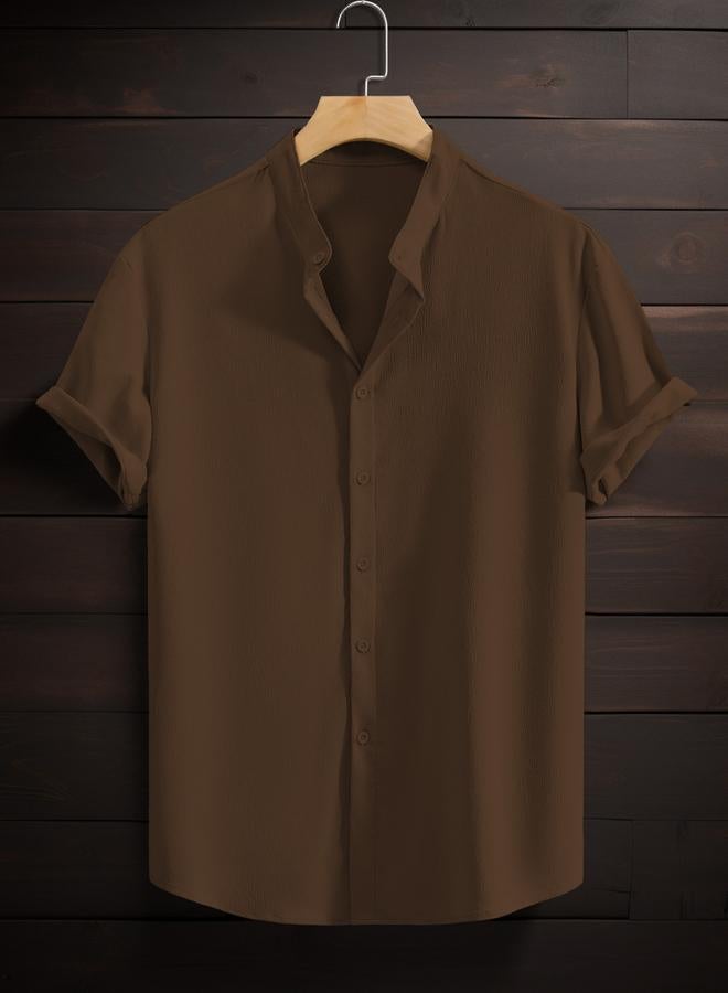 تايك تو قميص بأكمام قصيرة وياقة ماندارين - Image 1